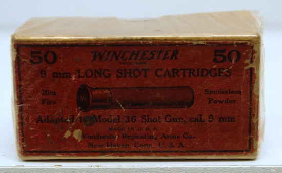 Empty Vintage Two Piece Box Winchester 9 mm Long Shot Cartridges Shotshells for Model 36 9 mm