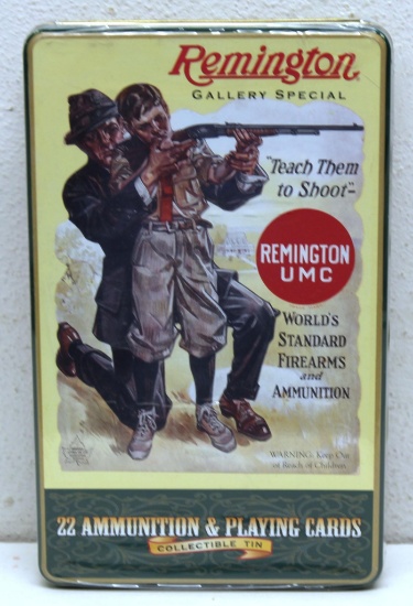 Sealed Collector Tin Remington Gallery Special .22 Ammunition & Playing Cards Set in Collectible Tin