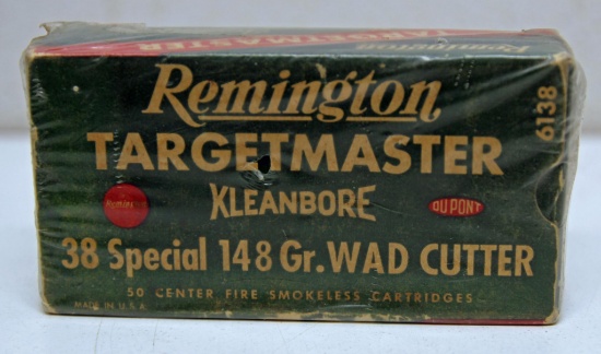 Full Vintage Box Remington Targetmaster .38 Spl. 148 gr. Wad Cutter Cartridges