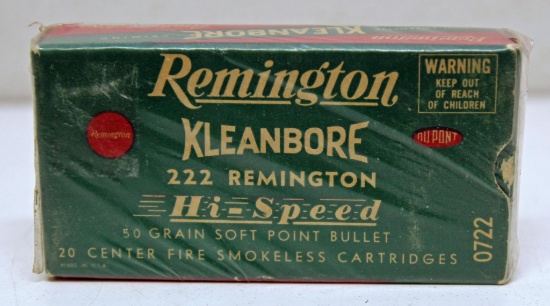Full Vintage Box Remington .222 Remington 50 gr. SP Cartridges
