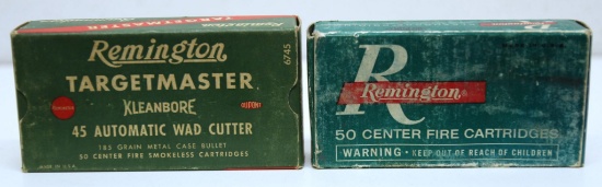 Full Vintage Box Remington Targetmaster .45 Automatic Wad Cutter & Full Vintage Box Remington .380