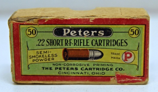 Full Vintage Two Piece Box Peters .22 Short Cartridges