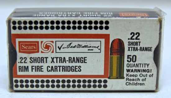 Full Vintage Box Sears Ted Williams .22 Short Cartridges
