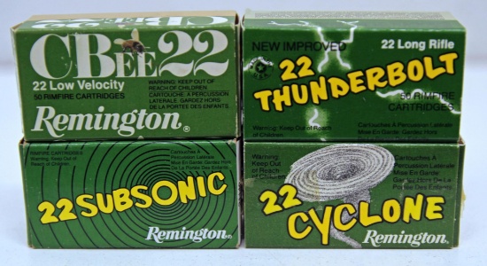 4 Different Full Remington .22 LR Cartridges - Thunderbolt, Cyclone, CBee, Subsonic
