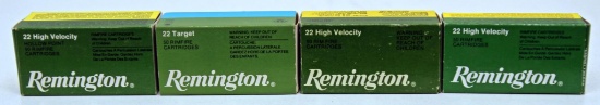 4 Different Full Boxes Remington .22 Cartridges - Target .22 LR, High Velocity .22 LR HP, High