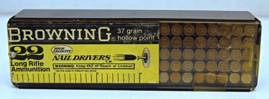 Full Vintage Box 100 Browning .22 LR 37 gr. HP Nail Drivers Cartridges