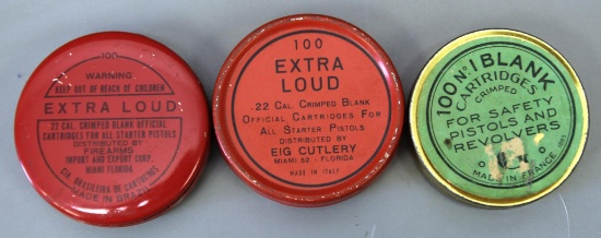 2 Full Sealed Vintage Tins Extra Loud .22 Cal. Blanks & Full No. 1 Blank Cartridges for Safety