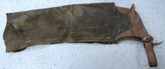 Pair Old Leather Western Cowboy Chaps