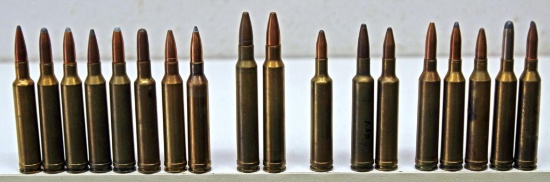 18 Mixed Magnum Collector Cartridges - 8 7 mm Rem. Mags, 2 8 mm Rem. Mags, 5 .264 Win. Mags, 2 .270