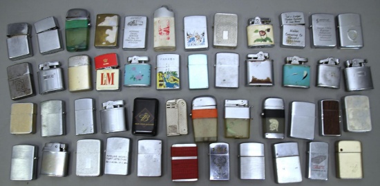 Collection of 40+ Old Cigarette Lighters, Mostly Zippos