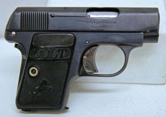 Colt 1908 Hammerless .25 Colt Automatic Semi-Auto Pistol Small Corner of Plastic Grip Missing on