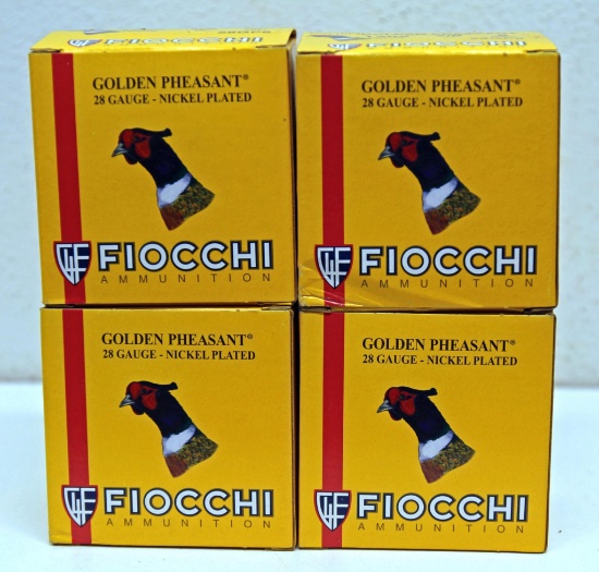 4 Full Boxes Fiocchi Golden Pheasant 28 Ga. 2 3/4" 6 Shot Shotgun Shells