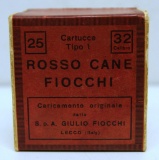 Vintage Partial Two Piece Box 12 Fiocchi 32 Ga. Shotshells w/Dogs