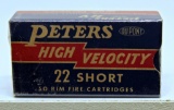 Full Vintage Box Peters High Velocity .22 Short Cartridges