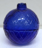 1800's Cobalt Blue Glass Embossed Target Ball