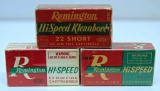 3 Different Full Vintage Boxes Remington Hi Speed .22 Short Cartridges
