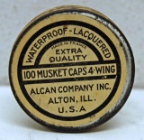 Full Vintage Sealed Tin Alcan 100 Musket Caps