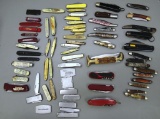 Tackle Box with Collection of 70 Old Pocket Knives