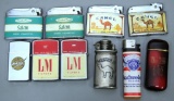 10 Vintage Cigarette Lighters to include Zippos