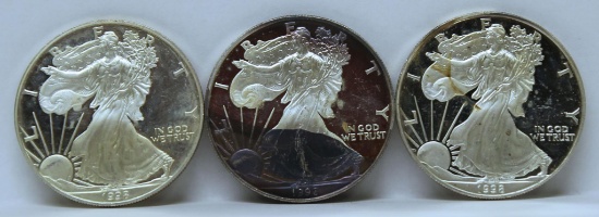 3 1998 Silver Eagle Proof 1 oz. .999 Fine Silver Bullion Coins