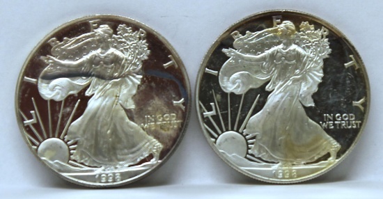 2 1998 Silver Eagle Proof 1 oz. .999 Fine Silver Bullion Coins
