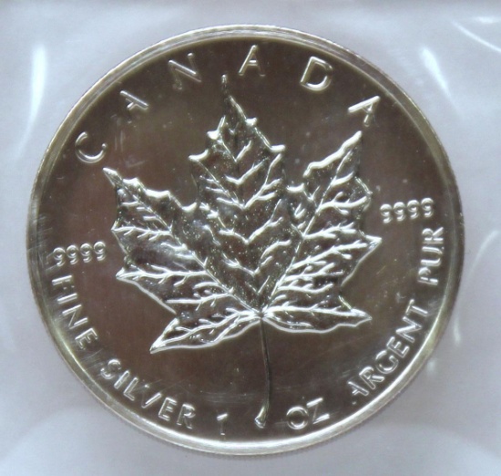 1989 Canada Silver Maple Leaf 1 oz. .999 Fine Silver Bullion Coin
