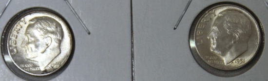 1949D, 1951S Roosevelt Dimes