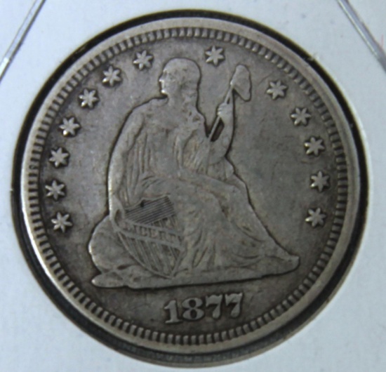 1877 Seated Liberty Quarter