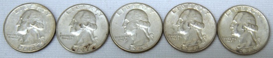1946S, 1947D, 1949D, 1952, 1954D Washington Quarters