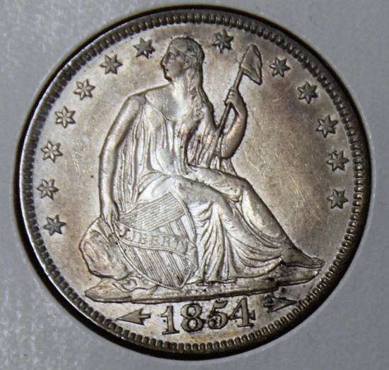 1854 w/Arrows Seated Liberty Half Dollar, Key Date