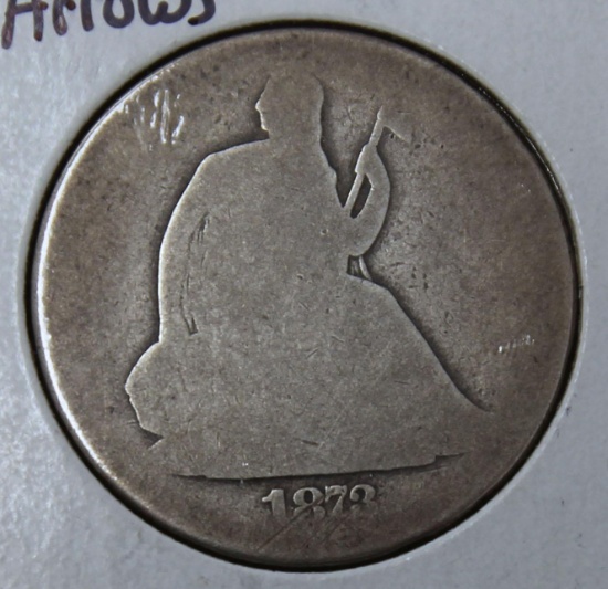 1873CC No Arrows Seated Liberty Half Dollar, Rare Date!