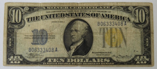 1934A $10 North Africa Silver Certificate