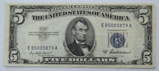 1953A $5 Blue Seal Silver Certificate