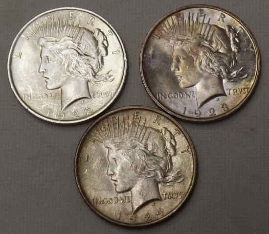 1922, 1923, 1924 Peace Dollars