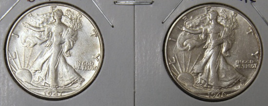 1946D, 1947D Walking Liberty Half Dollars