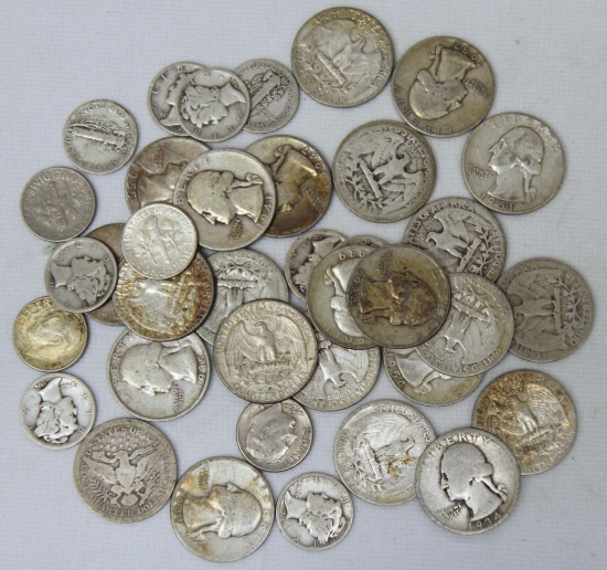 24 90% Silver Quarters and 13 90% Silver Dimes