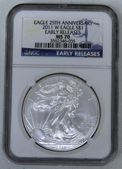 2011W American Silver Eagle Slabbed NGC MS70 Early Releases