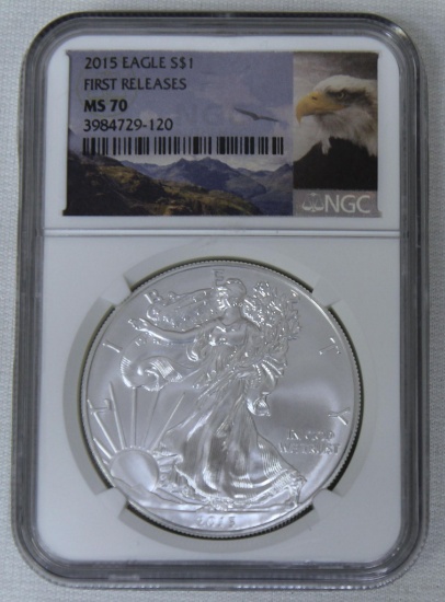 2015 Silver American Eagle Slabbed NGC MS70 First Releases