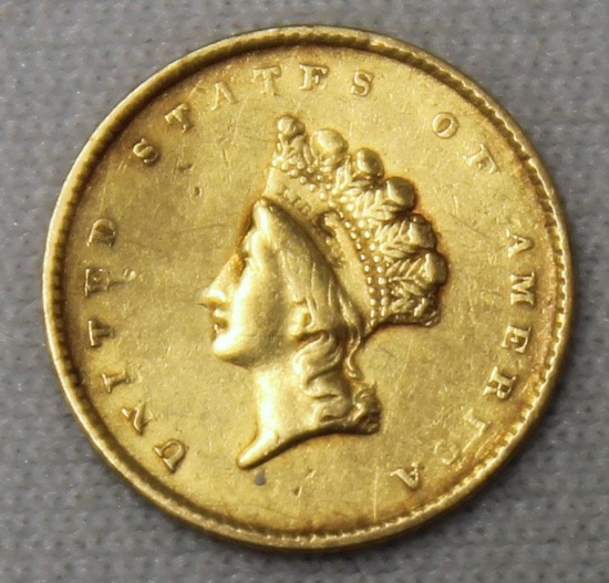 1855 Type 2 Indian Princess $1 Gold