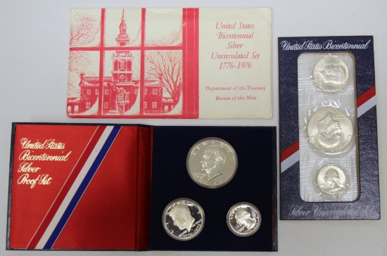 U.S. Mint 1976 Bicentennial Silver Uncirculated Set and Silver Proof Set