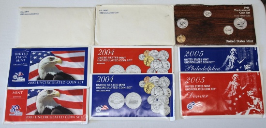 6 U.S. Mint Sets - 2 1980, 1985, 2004, 2005, 2006