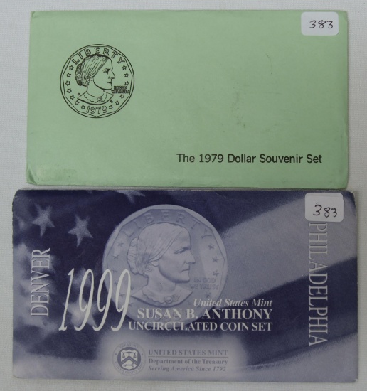 U.S. Mint 1979 Souvenir Dollar Set and 1999 P&D Susan B. Anthony Uncirculated Coin Set