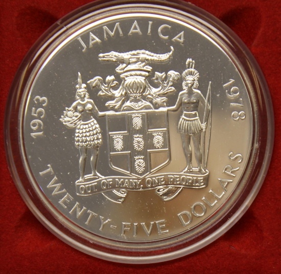 1978 Jamaica $25 Uncirculated Silver Coin, 4.4 oz. Sterling Silver