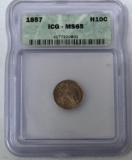 1857 Seated Liberty Half Dime Slabbed ICG MS65
