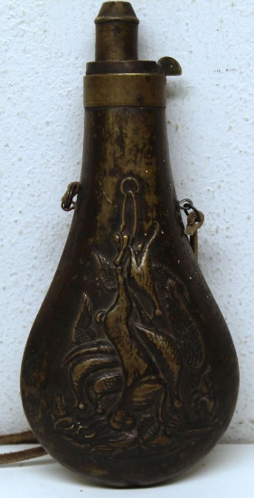 Old Shotgun Black Powder Brass Flask