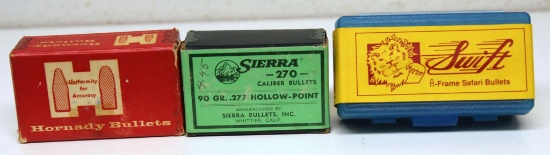 Full Box 100 Hornady .270 Cal. 100 gr. .277 Spire Point Bullets, Full Box 50 Swift .270 Cal. 130 gr.