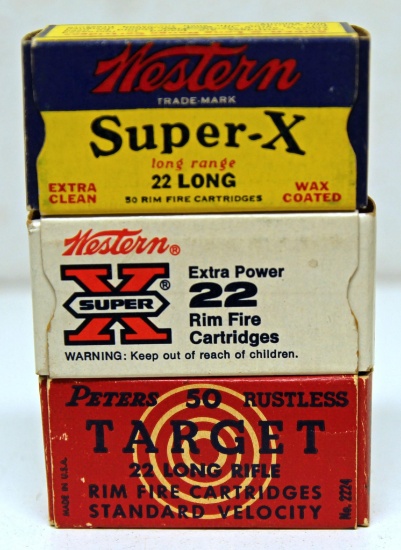 Full Box Western Super-X .22 Long, Full Box Western Super-X .22 LR No. 12 Shot, Partial Box 39