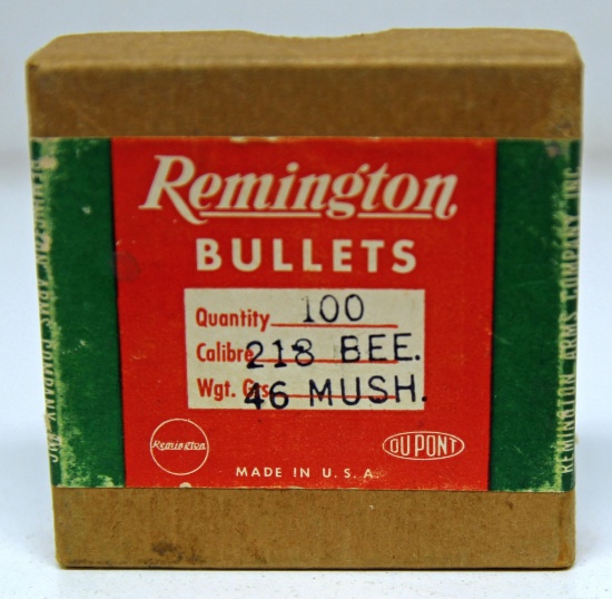 Vintage Full Box 100 Remington .218 BEE. .46 gr. MUSH. Bullets for Reloading