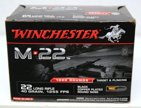 1,000 Round Box Winchester M-22 .22 LR Cartridges