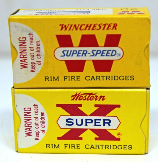 2 Full Vintage Boxes Western Super-X and Winchester Super-Speed .22 LR Cartridges
